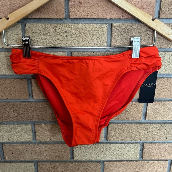 Lauren Ralph Lauren Beach Club Solids Shirred Side Tab Hipster Bikini Bottom NWT - Picture 2 of 5